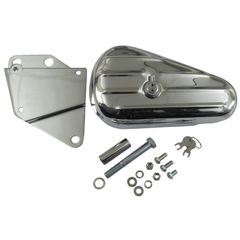 MCS Softail ribbed tool box kit, left side. Chrome