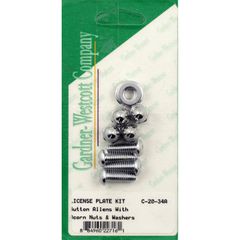 Gardner-Westcott License plate to bracket mount kit. Chrome. Acorn