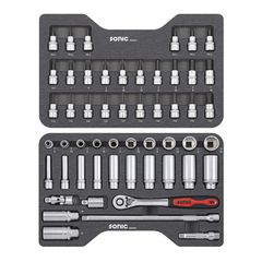 Sonic, combination socket set 3/8'''', 53-piece. US/SAE sizes-thumb-1