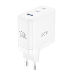 XO CE35 (EU) Universal φορτιστής GaN με 3 εξόδους, 2x USB-C & 1x USB-A, σε λευκό χρώμα