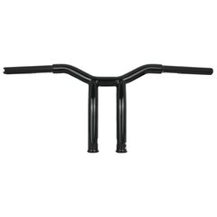 Burly Burly, Dominator raked 1-1/4″ T-bar 10″ rise. Gloss black
