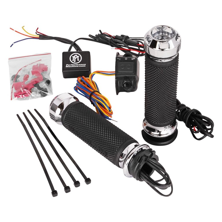 Performance Machine PM, Apex heated grips. Chrome