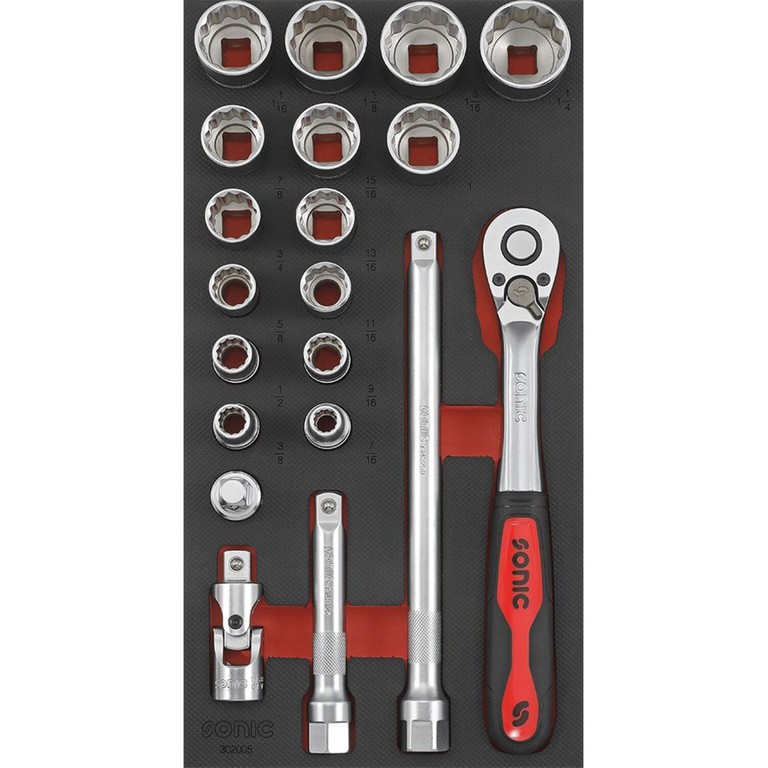 Sonic Sonic, 1/2″ drive socket set. 20-piece. US/SAE sizes