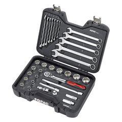 Sonic Sonic, combination socket/wrench set 1/2”, 34-piece. US/SAE