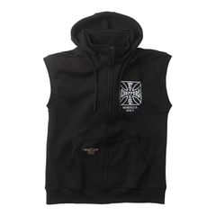 West Coast Choppers WCC OG ATX sleeveless zip hoodie black