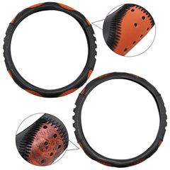Steering Wheel Cover Mesh – 38cm Leatherette - ΜΑΥΡΟ/ΚΑΦΕ