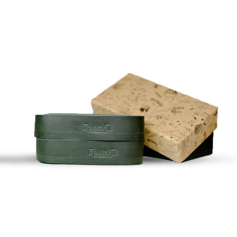 Tripmachine Trip Machine, leather handlebar grip wraps. Forest Green