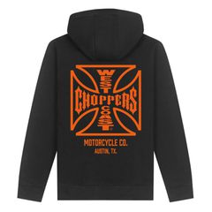 West Coast Choppers WCC ATX Cross zip hoodie black/orange