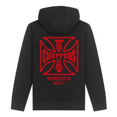 West Coast Choppers WCC ATX Cross zip hoodie black/red