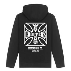 West Coast Choppers WCC ATX Cross zip hoodie black/white