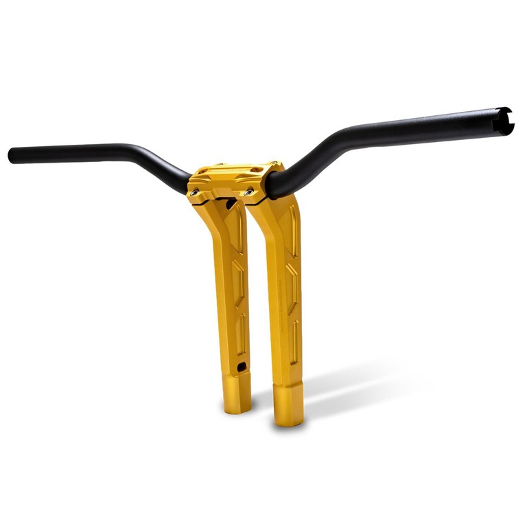 Performance Machine PM, 1-1/4″ Phatbar & 14.5″ riser kit. Gold Ops