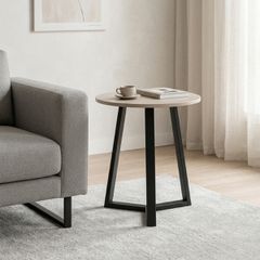 Βοηθητικό τραπέζι Berton pakoworld cappuccino με μαύρο μέταλλο Φ45x52εκ