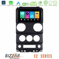 Bizzar F2 Series 8Core Android16 4+64GB Jeep Wrangler 2Door 2008-2010 Navigation Multimedia Tablet 9"