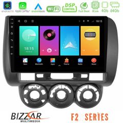 Bizzar F2 Series 8Core Android16 4+64GB Honda Jazz (Fit) 2002-2008 (RHD) Manual A/C Navigation Multimedia Tablet 9"