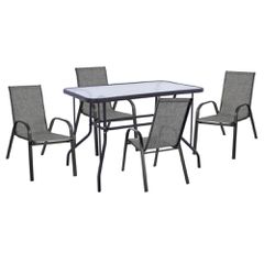 ΣΕΤ ΤΡΑΠΕΖΑΡΙΑΣ 5ΤΜΧ ADAM HM10897.01 ΤΡΑΠΕΖΙ 110x60εκ & 4 ΠΟΛΥΘΡΟΝΕΣ--ΓΚΡΙ