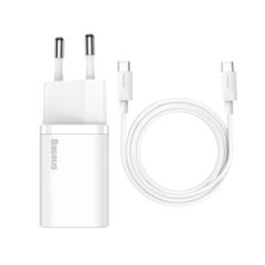 Φορτιστής Δικτύου Baseus Super Si Quick Charger 1C 25W USB-C με Καλώδιο Type-C 1m Λευκός (TZCCSUP-L02)