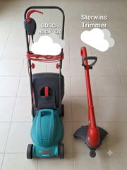 Ηλεκτρικό Μηχάνημα γκαζόν bosch rotak 320 και sterwins trimmer