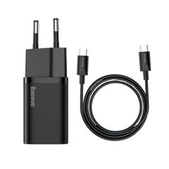 Φορτιστής Δικτύου Baseus Super Si Quick Charger 1C 25W USB-C με Καλώδιο Type-C 1m Μαύρος (TZCCSUP-L01)