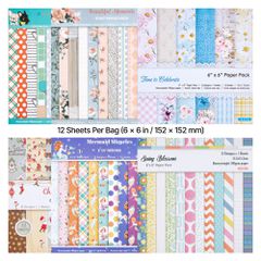 Χαρτί για Scrapbooking VEVOR, 72 φύλλα, ανάμεικτο ειδικό χαρτί 152 mm για μηχανή κοπής και ανάγλυφης εκτύπωσης VEVOR, ζωηρό χρώμα, σχέδιο με σχέδια για διακοσμήσεις, scrapbooking, κατασκευή καρτών και