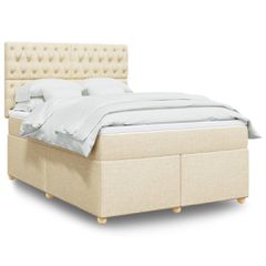 Κρεβάτι Boxspring με Στρώμα Κρεμ 140x190 εκ. Υφασμάτινο 3293587