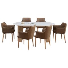 ΣΕΤ ΤΡΑΠΕΖΑΡΙΑΣ 7ΤΜΧ MELLOW HM21361 ΚΕΡΑΜΙΚΟ TOP/MDF ΠΟΔΙΑ--PU ΚΑΦΕ/ΜΕΤΑΛ.ΠΟΔΙΑ