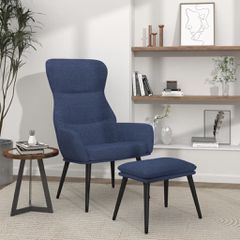 Πολυθρόνα Relax Μπλε Υφασμάτινη με Σκαμπό 3097433