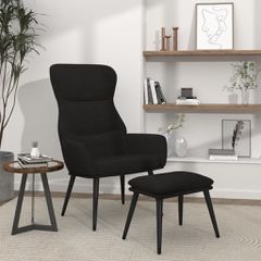 Πολυθρόνα Relax Μαύρη Υφασμάτινη με Σκαμπό 3097435
