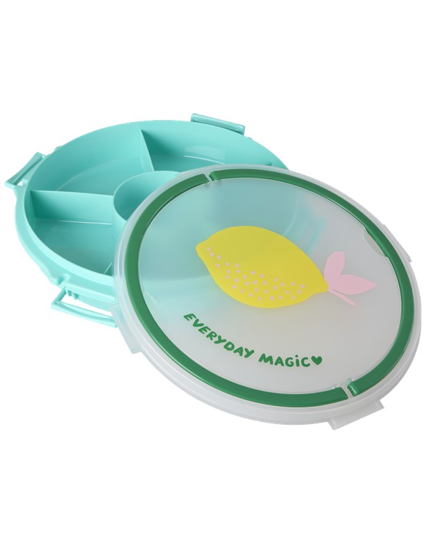 Rice - Serving Tray with Handle - Lemon Print - Mint
