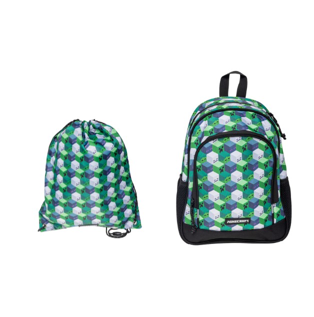 Minecraft – Medium Backpack 35x26x18 cm + Drawstring Gym Bag 35x45 cm (bundle)