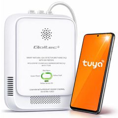 Qoltec 52651 Natural Gas Leak Sensor | CH4 detector | NG | Tuya | Wi-Fi | 85dB alarm | LED