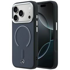 Etui Mercedes Leather 3D MagSafe na iPhone 17 Pro Max - granatowe