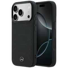 Etui Mercedes Leather Mesh with Bow Line MagSafe na iPhone 17 Pro Max - czarne