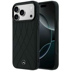Etui Mercedes Leather with Crossed Lines MagSafe na iPhone 17 Pro - czarne