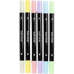 Creativ Company - Textile markers, line 2,3+3,6 mm, pastel colours, 6 pc/ 1 pack (334829) / Toys