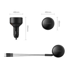 Orico Dual Stretch 60W USB-C Car Charger with Two Retractable USB-C + Lightning Cables - Black-thumb-1