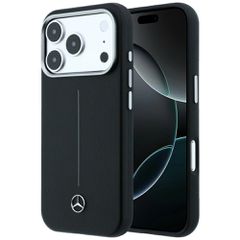 Mercedes Leather Semi Wrap Iconic Line MagSafe Case for iPhone 17 Pro - Black