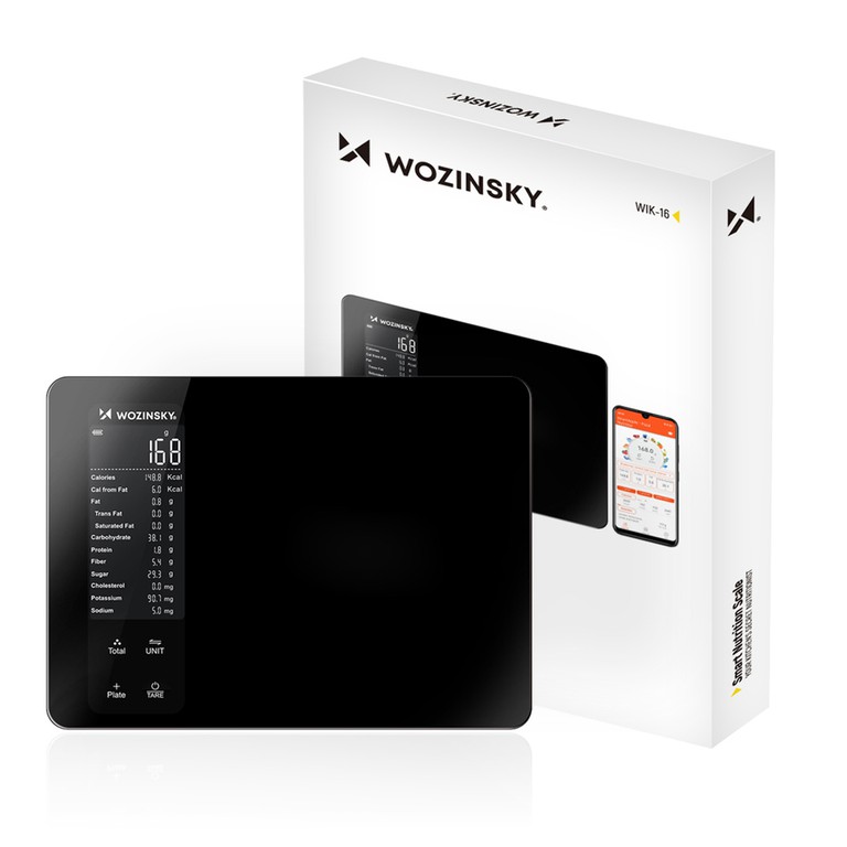 Wozinsky WIK-16 Smart Kitchen Scale with Digital Display, Bluetooth App - Black
