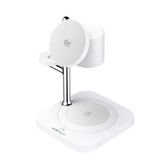 Acefast E39 Qi2.2 25W 4-in-1 Wireless Desk Charger for Phone, Watch, and Headphones with Night Light - White