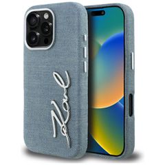 Karl Lagerfeld FW Jeans Signature Logo iPhone 16 Pro Case - Blue