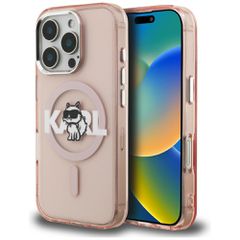 Karl Lagerfeld IML Choupette Sketch Logo MagSafe Case for iPhone 16 Pro - Pink