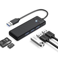 Orico PAPW3AT-U3 USB Hub 4-port 3x USB-A 3.0 with microSD/SD card reader 1 m - black