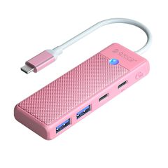 Orico PAPW2AC-C3-C3 USB Hub 4-port 2x USB-A 3.0 1x USB-C 3.0 with USB-C PD 100W charging 0.15m - pink
