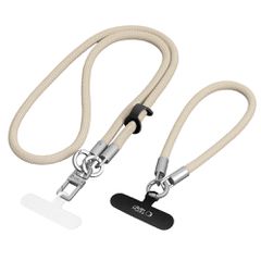 Tech-Protect C10S Crossbody Phone Lanyard (114 cm) + Wrist Strap (31 cm) - Beige Titanium