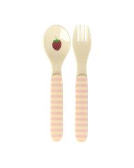 Rice - Kids Melamine Spoon and Fork - Pink ABC Print - Child-Friendly Size / Baby and Children