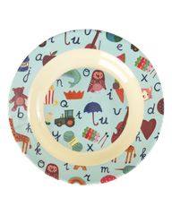 Rice - Melamine Kids Bowl with Blue ABC Print - Blue - 250 ml / Baby and Children