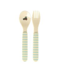 Rice - Kids Melamine Spoon and Fork with ABC Print - Blue / Baby and Children