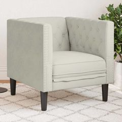Καναπές-Καρέκλα Chesterfield σε Κρεμ Βελούδο 372680
