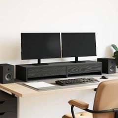 Βάση Οθόνης με Συρτάρια Μαύρη Δρυς 100x27x15 εκ. από Τεχνητό Ξύλο 868086