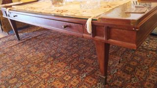 Vintage Μακρόστενο Τραπέζι Σαλονιού / Coffee Table με Τζάμι