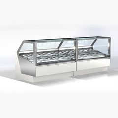 Βιτρίνα Παγωτού Super View 178x116x135cm Inox 1760W για 18 Μπασίνες